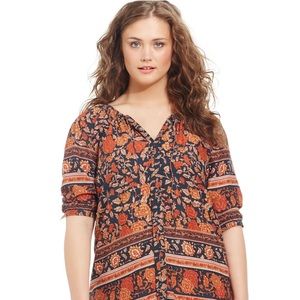 Lucky Brand Plus-Size Floral-print Peasant Blouse
